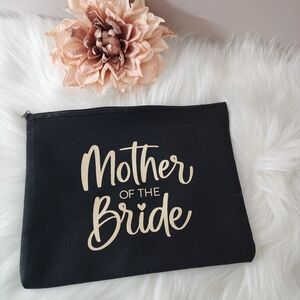 Black 'Mother of the Bride' Clutch Makeup Bag